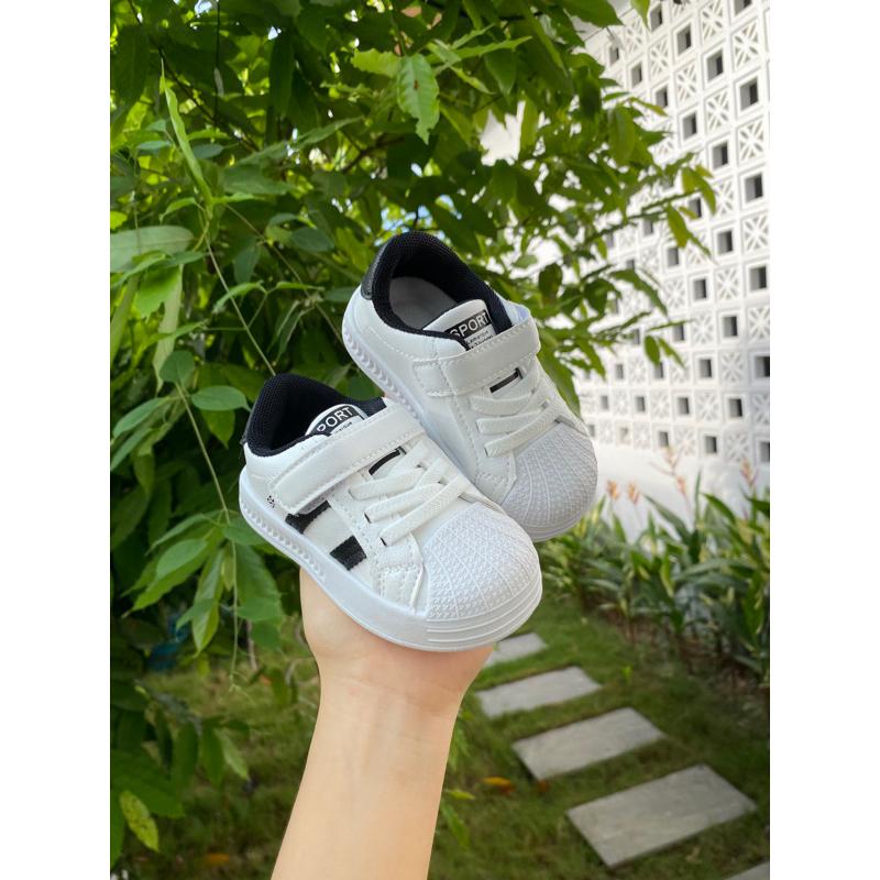 Giày Thể Thao Hai Sọc Cho Bé Trai Bé Gái Từ 1 - 6 Tuổi Đế Mềm Nhẹ Êm Len Len