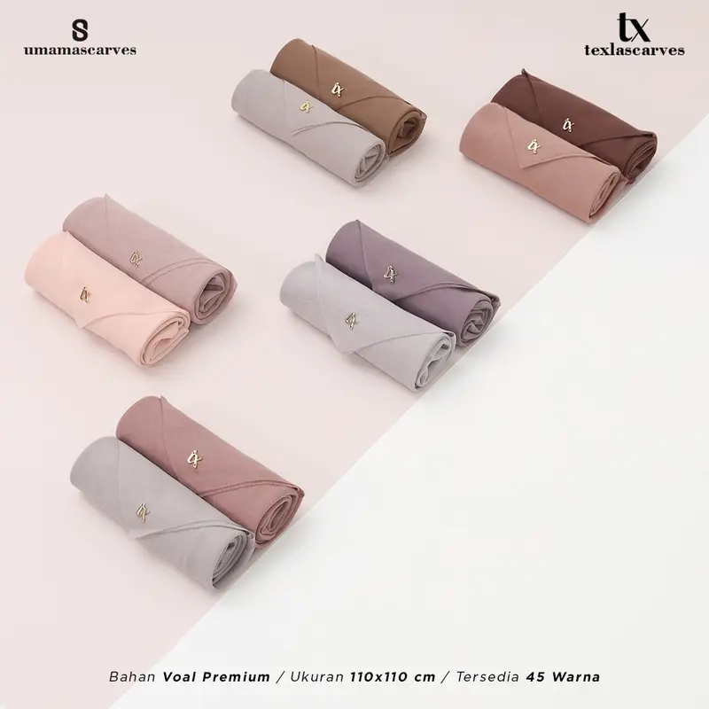 BOX TEXLA SCARVES POLOS BY UMAMA SCARF FREE BROOCH  Jilbab Umama Paris Cotton Premium LC 110x110 cm 7