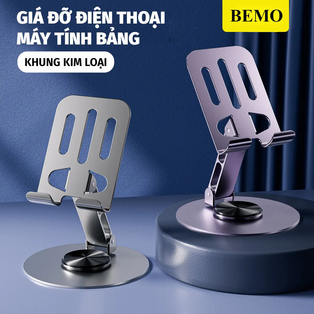 Giá Đỡ Điện Thoại iPad iPhone, Máy Tính Bảng Tablet Hợp Kim Nhôm, Chân Xoay 360 Độ Gấp Gọn, Chắc Chắn