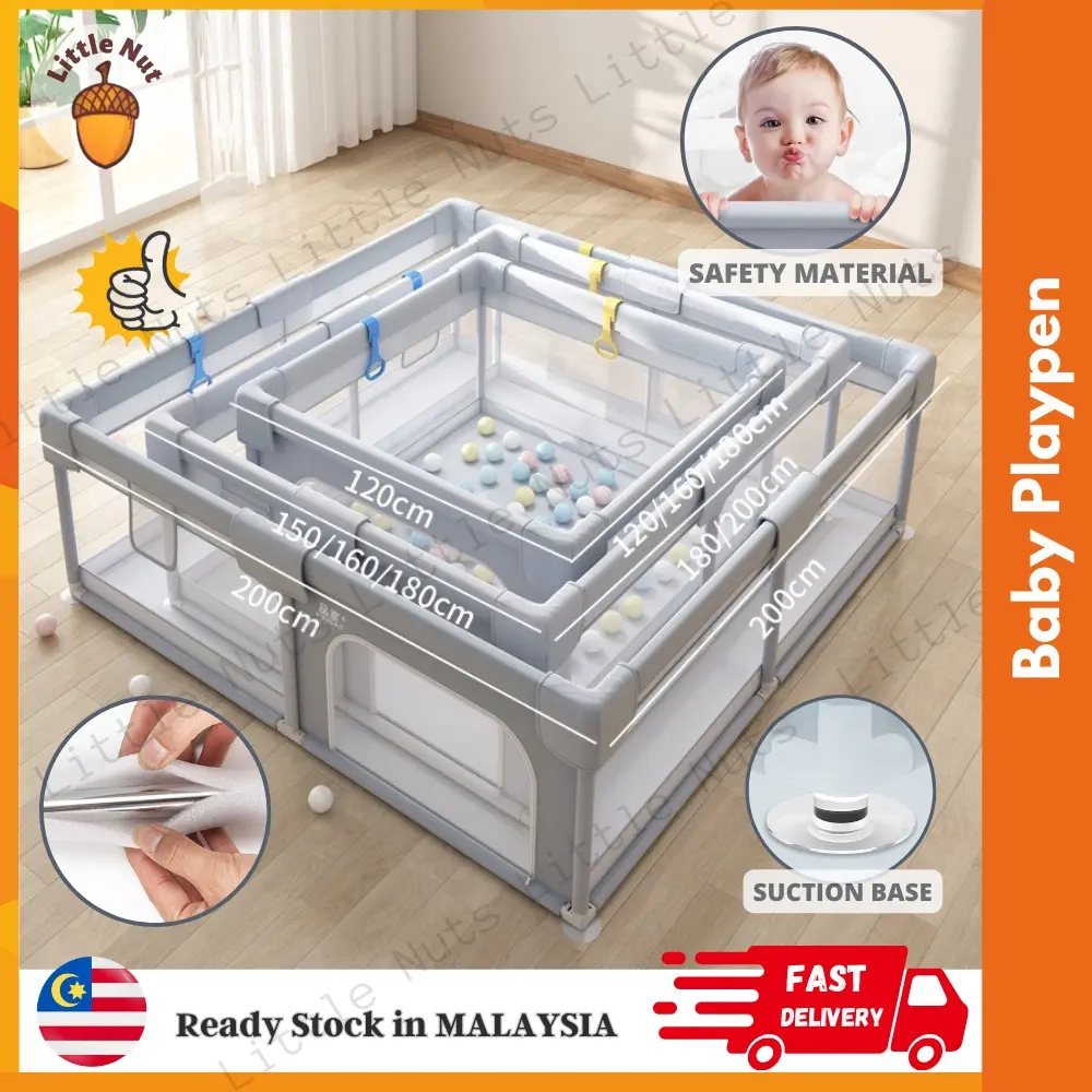 Premium Quality Children Playpen Kids Play Fence Baby Playground Baby Pagar Budak plastik lateks percuma