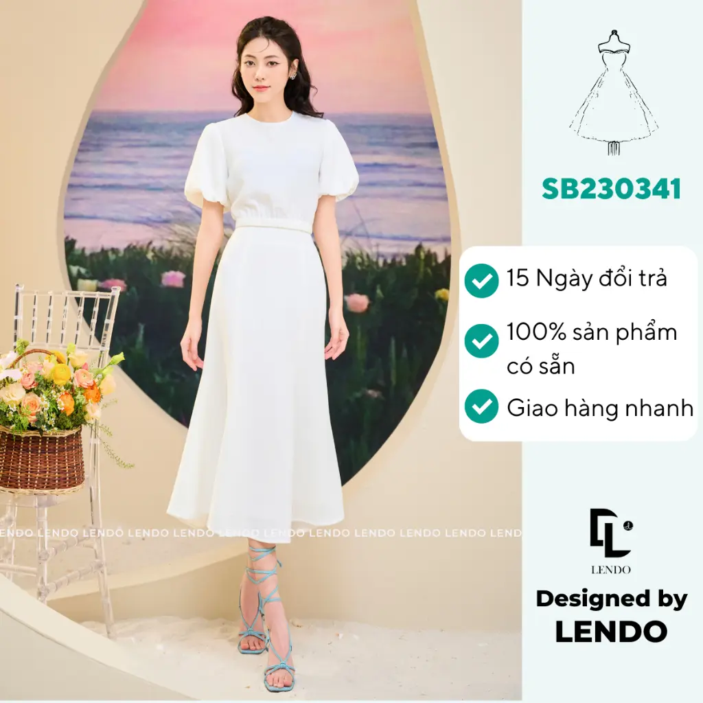 Sét Bộ Áo Croptop Chân Váy Đuôi Cá LENDO SB230341 Nữ Đầm