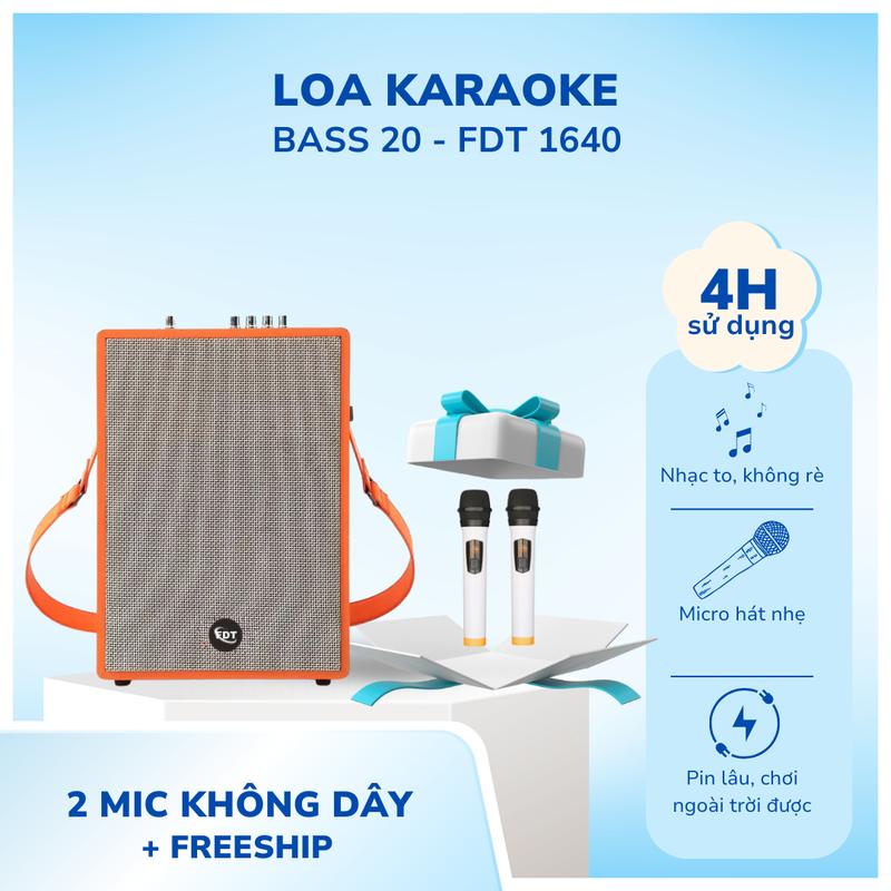 [FDT SOUND] Loa Xách Tay Karaoke Bluetooth Gỗ FDT-1640 Nghe Nhạc Kèm Micro Và Quai Xách Trợ Lực - Chất Liệu Gỗ Cao Cấp - Âm Thanh Hay - Giá Ưu Đãi - Hàng Chính Hãng, Bảo Hành 12 Tháng Củ Loa Kem loa bluetooth nhac