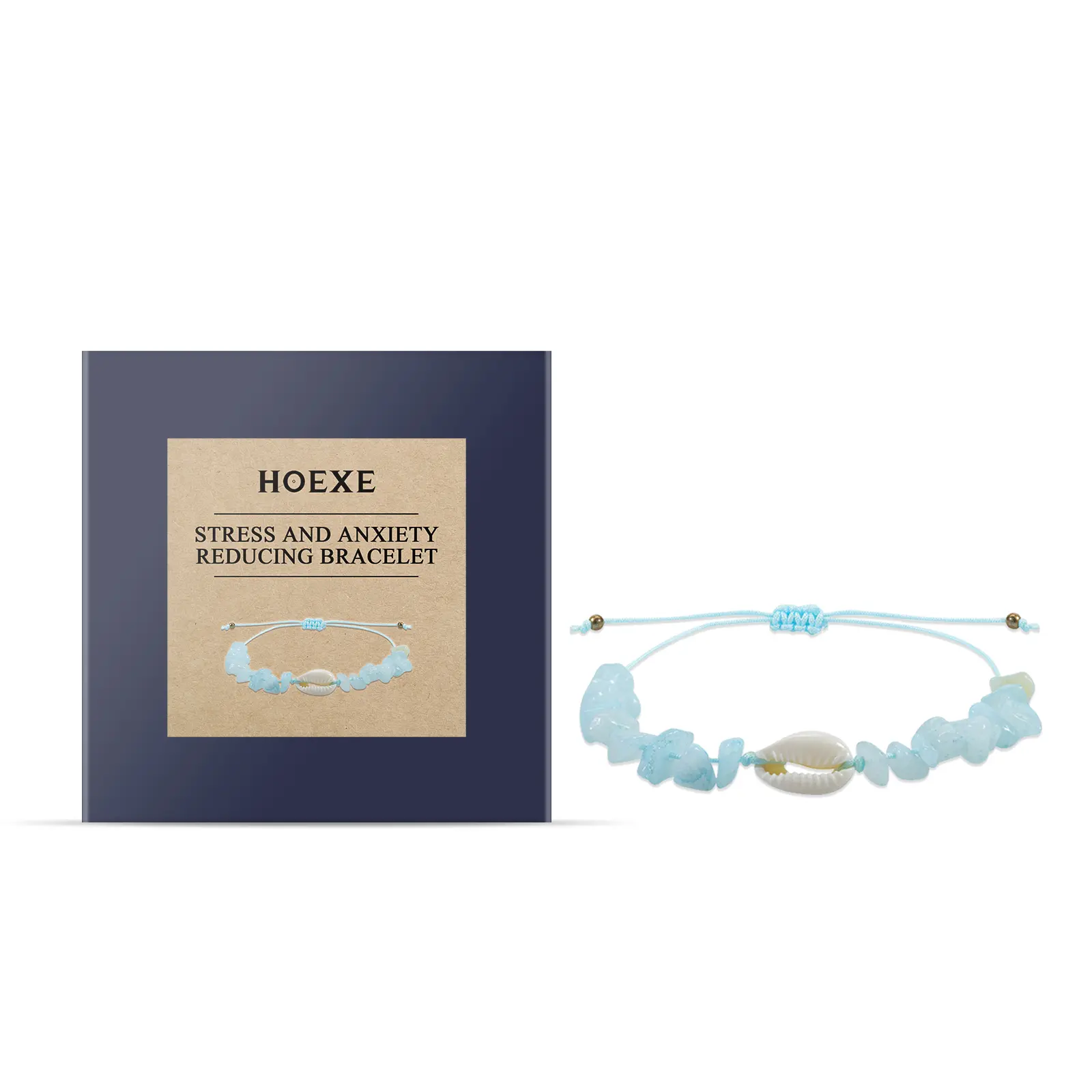 Hoexe Aquamarine Crystal Fragment Bracelet Simple and Portable Fresh Sea Blue Shell Bracelet Versatile Accessories