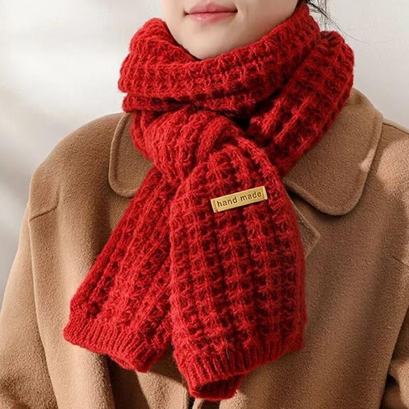 Women's Wool Knitted Scarf Autumn and Winter Korean Style All-Matching Thickened Warm Shawl Atmosphere High Sense Student Scarf Fashion 5