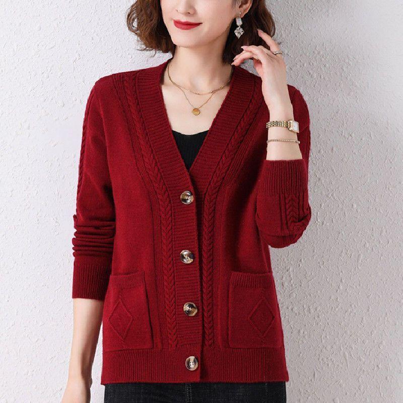 Áo Cardigan Len Cho Mẹ TRUNG NIÊN, Dành Cho Nữ, Hàng Mới Về Mùa Xuân Và Mùa Thu 2025, Phong Cách Phương Tây, Có Thể Mặc Ngoài Trời, Áo Khoác Nhỏ Dệt Kim Thời Trang, Áo Dáng Rộng 8