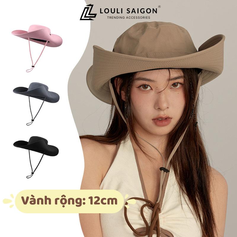 Mũ cao bồi vành rộng nam nữ chống nắng LOULI SAIGON nón tai bèo đi biển chống tia uv MTB09