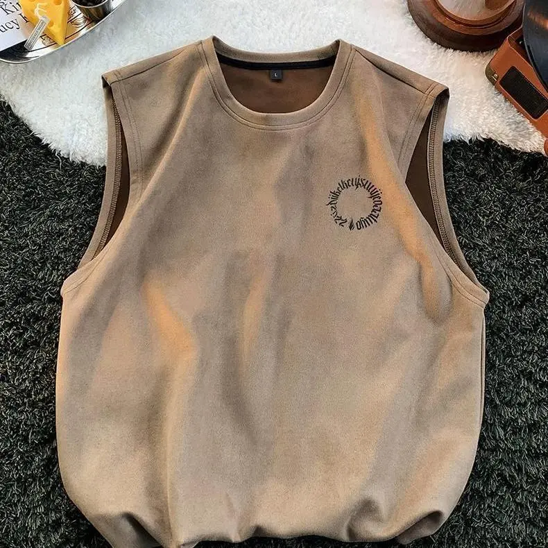 Áo Vest In Da Lộn, Trang Phục Mùa Hè Cho Nam, Phong Cách Mỹ Áo Thun Không Tay Hợp Xu hướng Dáng Rộng Vừa Vặn, Áo Ba Lỗ Thể Thao, Tay Ngắn Nặng Menswear Cổ Tròn áo  ba  lỗ  nam  ôm  body singlet  pull áo  thun  ba  lỗ  nam