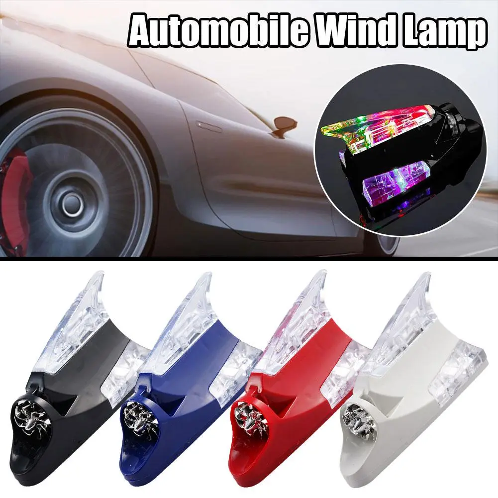 Car Wind Power LED Anti Collision Light Shark Fin Antenna Lamp Warning Flash O0W4