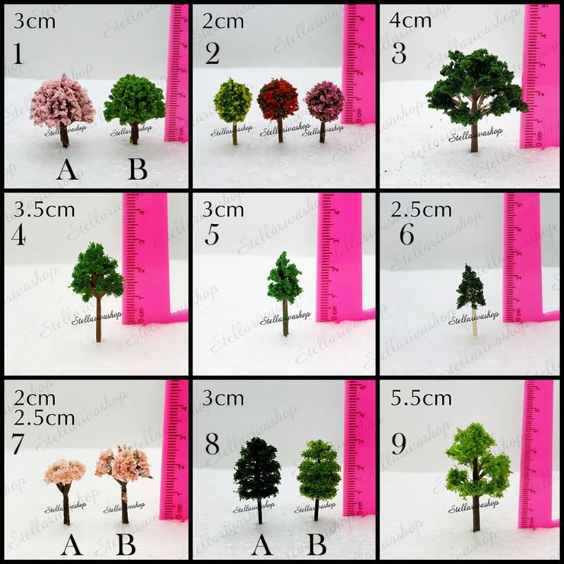 Mô Hình cây xanh mini các loại làm tiểu cảnh sa bàn, mô hình thành phố size nhỏ 0