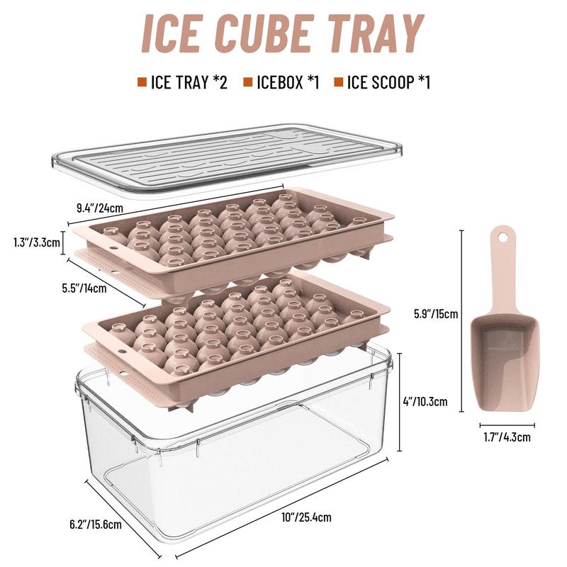 33-ball Ice Mold, 1 Set Including Ice Cube Tray & Scoop & Plastic Storage Box Containers, Ice Ball Making Tool for Home Kitchen Accessories, Kitchen Food Gadgets, Household Items 1