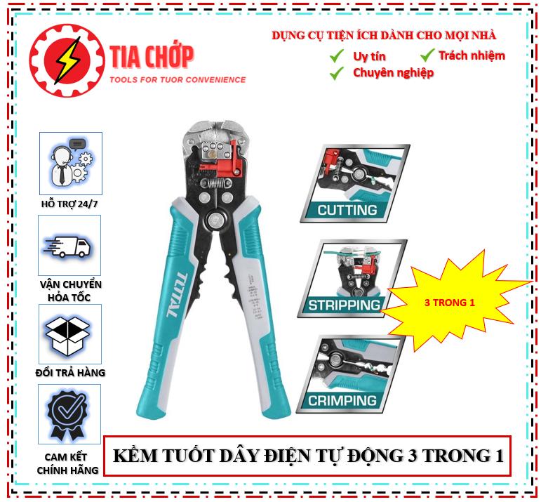  ĐỒ NGHỀ TOTAL Kềm tuốt dây điện tự động 3 IN 1 THT15246 