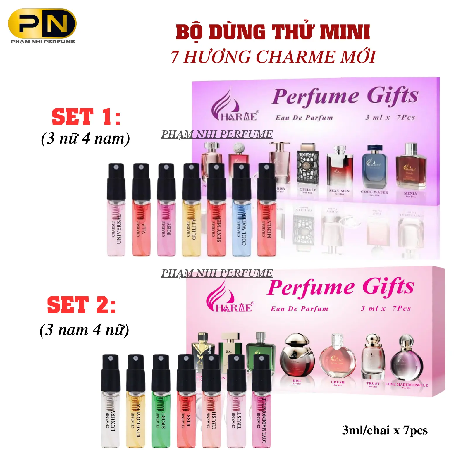 CHARME Bộ Dùng Thử Mini 7 Hương Nam và Nữ