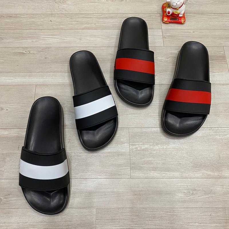 Dép Quai Ngang Nam Nữ Phiên Bản 3 Sọc Trắng Đỏ Đen - Sản Phẩm Mới - Đế Bằng