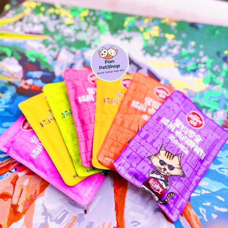 Combo 14 gói Pate Wanpy Happy 100 mix 7 vị cho mèo 70gr