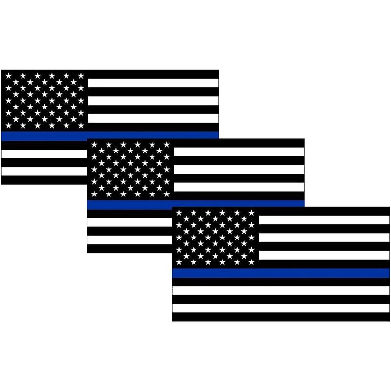 3 Pack Reflective Texas Shape Thin Blue Line Bumper Stickers - US Flag Design Decals