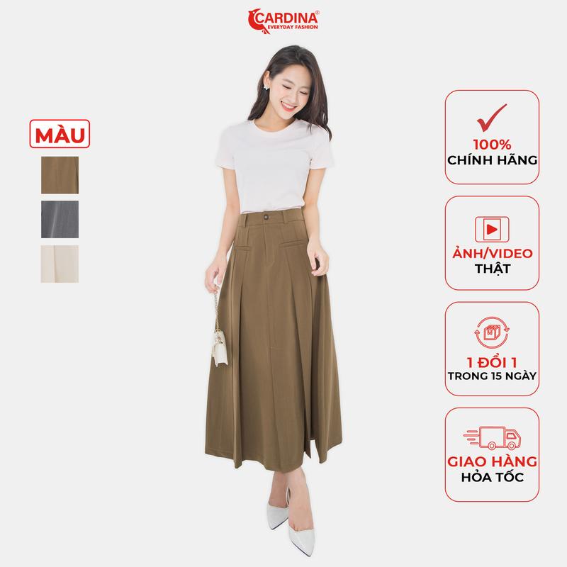 Chân Váy Maxi Nữ CARDINA Chất Tuyết Mưa Hàn Cao Cấp Dáng Chữ A Xếp Ly Xẻ Trước Thanh Lịch 3CV10 Quần Jean Women Voan