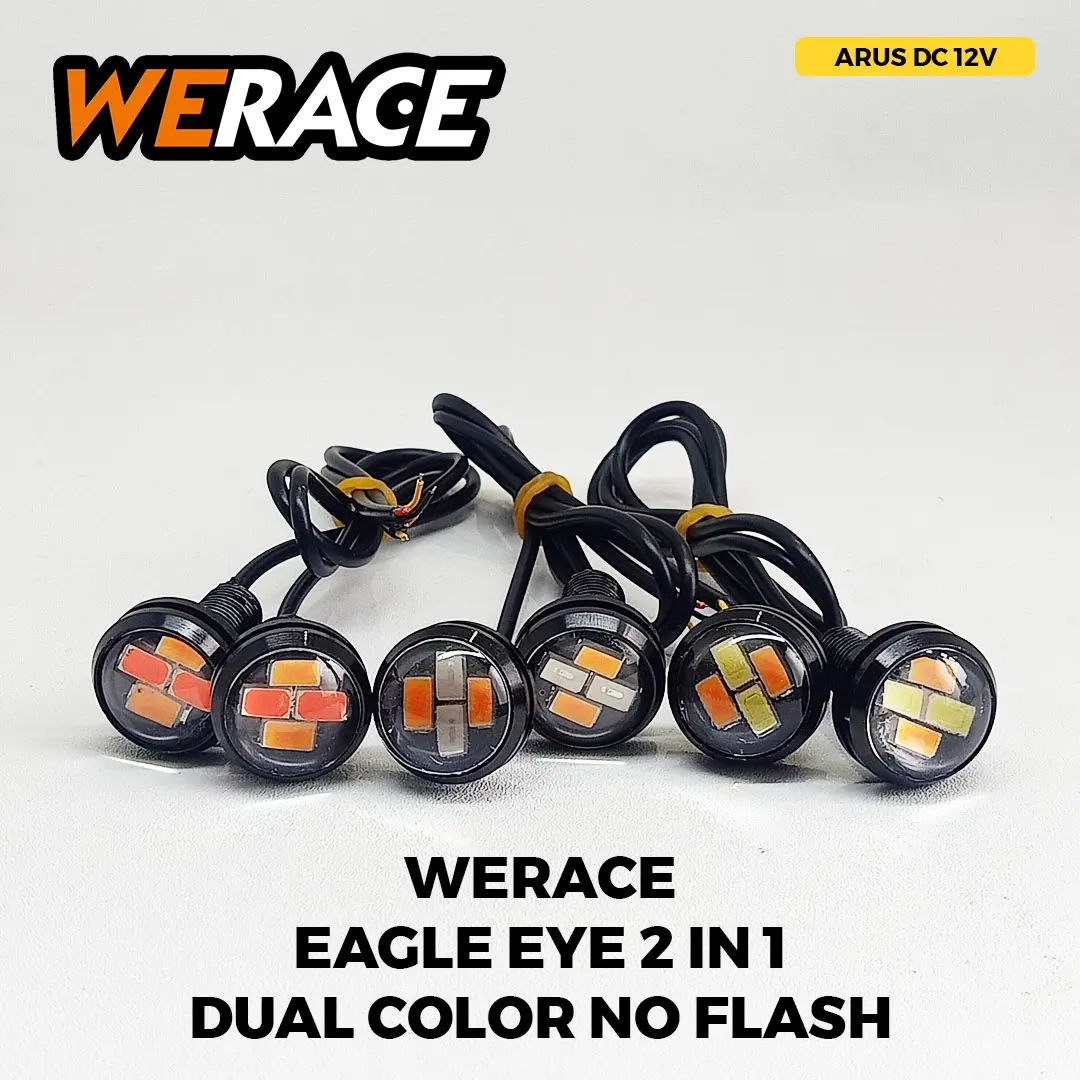 [WERACE] LAMPU LED SOROT EAGLE EYE / MATA ELANG 2in1 WARNA DUAL COLOR NO FLASH HARGA SEPASANG (2 PCS)
