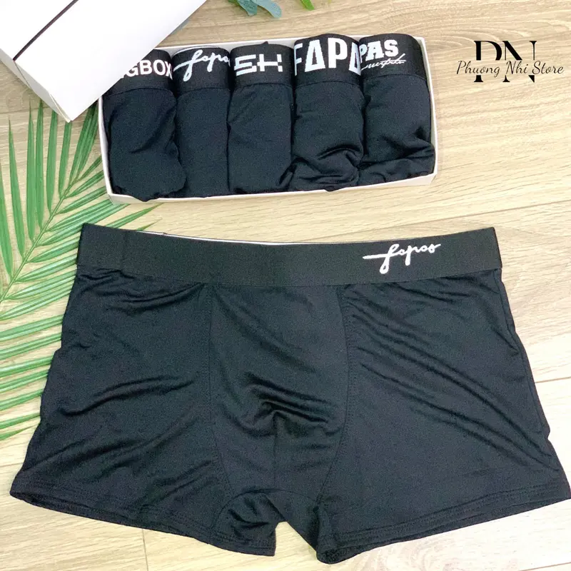 Combo 6 quần sịp đùi nam Boxer mặc đủ 1 tuần, quần lót nam màu đen chất vải thun lạnh co giãn 4 chiều - Menswear Thun Quần Boxer Boxer 5