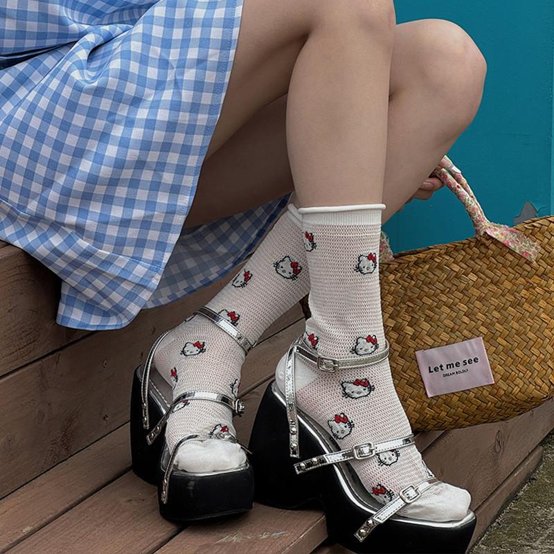Product Introduction of Cute Kitten White Socks Simple Sweat Absorbent Breathable Stockings Fashion Accessories Girls Supplies 0