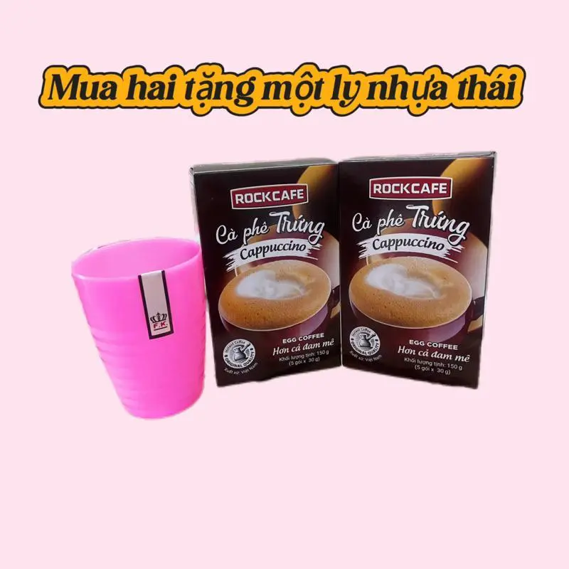 KHUYẾN MÃI MUA 2 HỘP BẤT KY  TẶNG 1 LY THÁI - ROCKCAFE - CAPPUCCINO MUỐI, SẦU RIÊNG. DỪA , TRỨNG (5 gói x 30 gram) 3