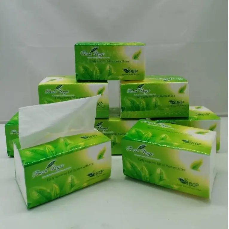 1PC FRESH DAYS FACIAL TISSUE BOX 480 SHEETS Green Tea Tissue Towel Wood