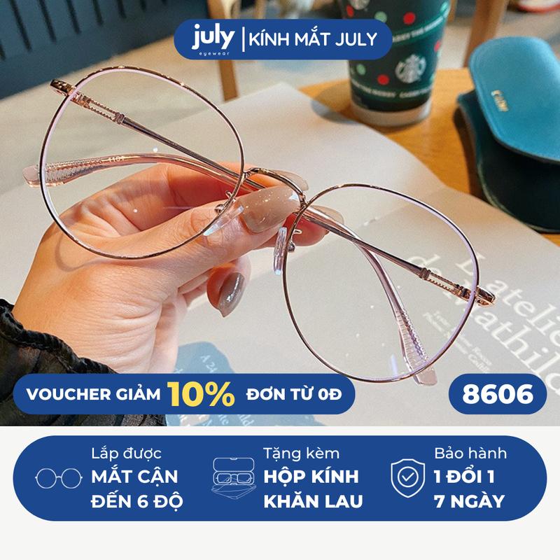 Gọng kính cận nữ dáng oval tròn kim loại mảnh chắc chắn, thời trang dễ đeo hợp nhiều dáng mặt 8606 Mắt Kính Kính Mắt Women kính oval trắng Tết