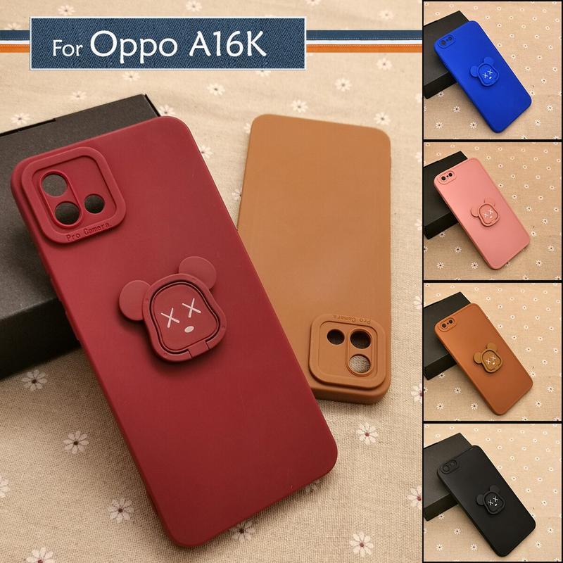 Oppo A16K Plain DIY Bear Stand Ring I-Ring Back Silicone Cas - TikTok ...