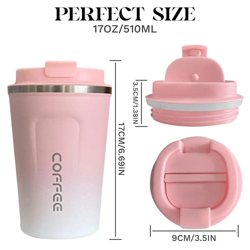 Insulated Travel Coffee Mug, 1 Count Leakproof Portable Coffee Mug, Reusable Coffee Cup, Insulated Mug with Lid for Hot & Cold Drinks 1