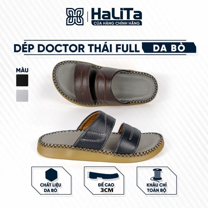 Dép DOC TỜ  2 QUAI Halita ,Phù Hợp Cho Nam Và Nữ, Chất Liệu Da B.ò , May Chỉ Toàn Bộ, Đế Bằng Cao Su Êm Chân. Nhung Đồng