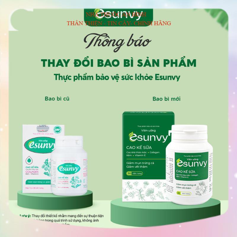 Viên uống Esunvy Hỗ trợ hạn chế thâm nám da, giảm bã nhờn, giảm mụn hộp 30v