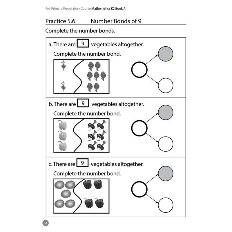 High Quality Preprimary Preparatory Course Mathematics K2 Book A/Singapore Syllabus/Assessment Books 5