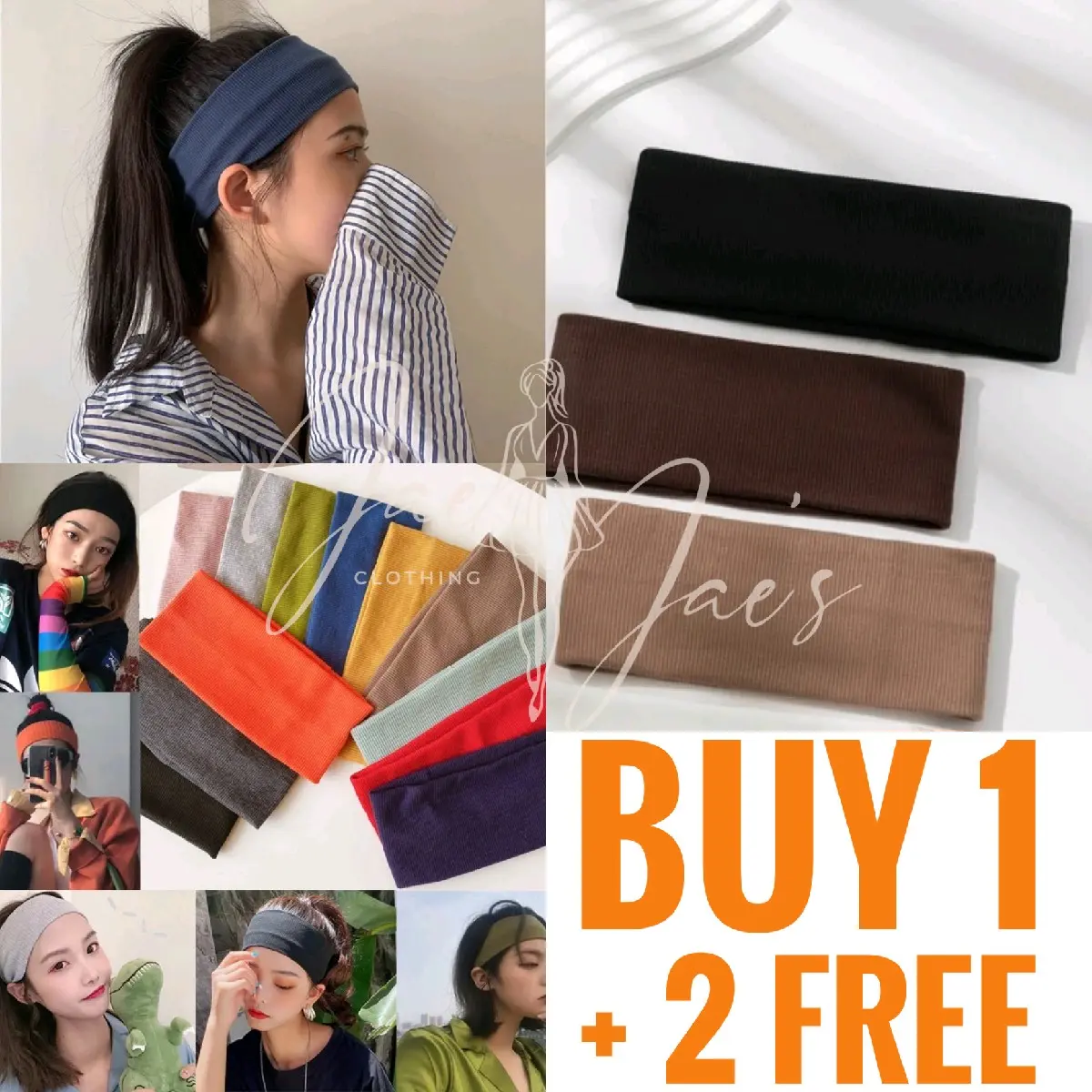 NIANA BUY 1 + 2 FREE (3PCS) BREATHABLE HEADBAND SPORTY FASHION STRETCHABLE