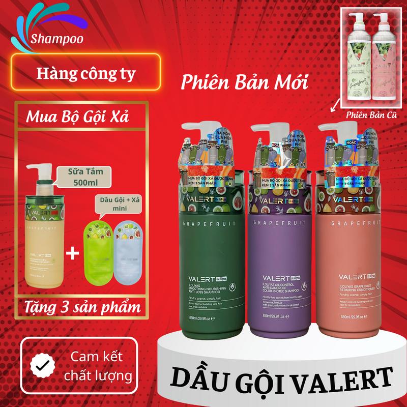 Dầu gội xả bưởi Valert Grapefruit 850ML hỗ trợ phục hồi, hợ trợ chống rụng kích mọc tóc