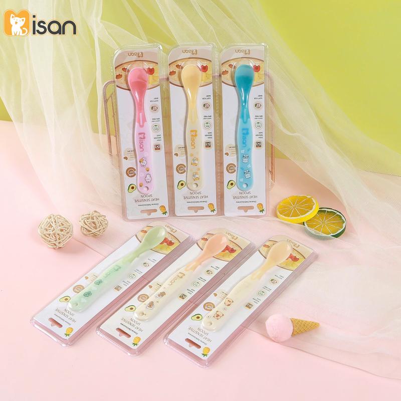Thìa báo nóng cho bé ăn dặm Misan có cảm biến nhiệt đổi màu, Thìa ăn dặm báo nóng cho bé Misan cho bé từ 6m+ Voi