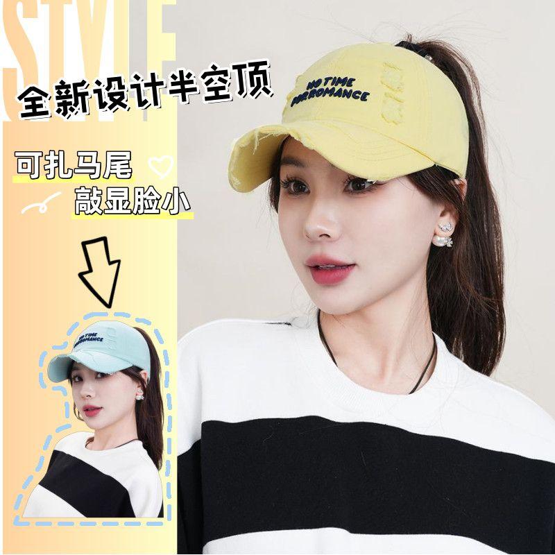 Mũ Bóng Chày Phong Cách Mới Mùa Hè Hở Đầu Đuôi Ngựa Cao Đầu Mềm Dành Cho Nữ Rộng Vành Thích Hợp Cho Các Môn Thể Thao Ngoài Trời Mũ Che Nắng Mũ Mỏ Vịt mai mũ cối đen