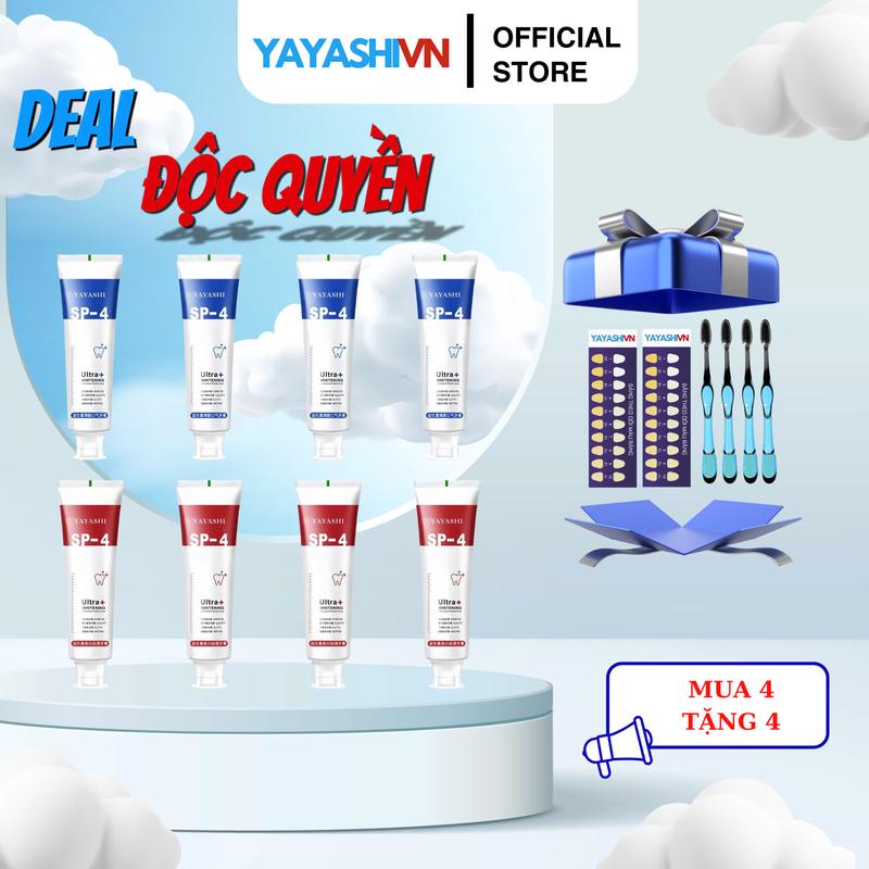 [MUA 4 TẶNG 4 TẶNG 4 BÀN CHẢI] KEM ĐÁNH RĂNG YAYASHI HỖ TRỢ KHỬ MÙI HÔI MIỆNG, HỖ TRỢ KHỬ Ố VÀNG RĂNG, RĂNG TRẮNG SÁNG TẶNG BẢNG THEO DÕI MÀU RĂNG YAYASHI BEAUTY