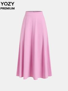 YOZY Women's Solid Color A Line Skirt, Casual Fashionable Skirt for Daily Outdoor Wear, Ladies Bottoms for Summer