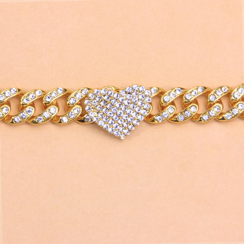 Cross-Border Diamond Heart-Shaped Cuban Anklet Fashion Trend New Anklet European Hip Hop Ornament Anklet 3