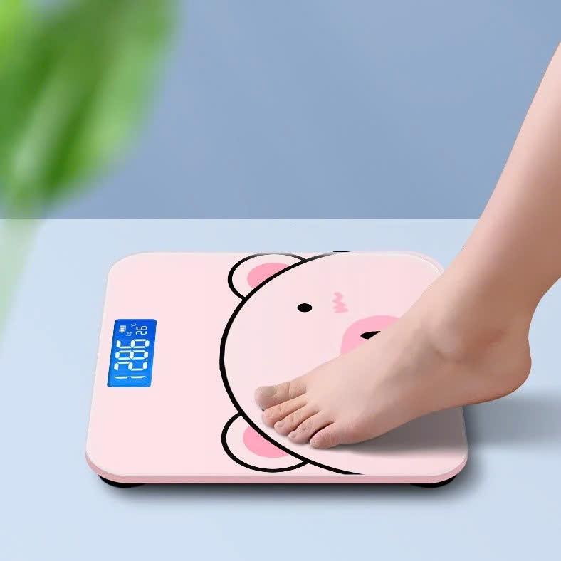 Cân Sức Khỏe Điện Tử Hình Heo Hồng Mặt Kính Cường Lực Chịu Tải Đến 180kg Độ Chính Xác Cao
