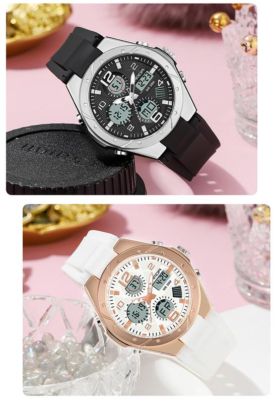 Product Introduction of 6062 Fashion Watch Men's Double Display Waterproof Luminous Couple Electronic Sports Watch 22