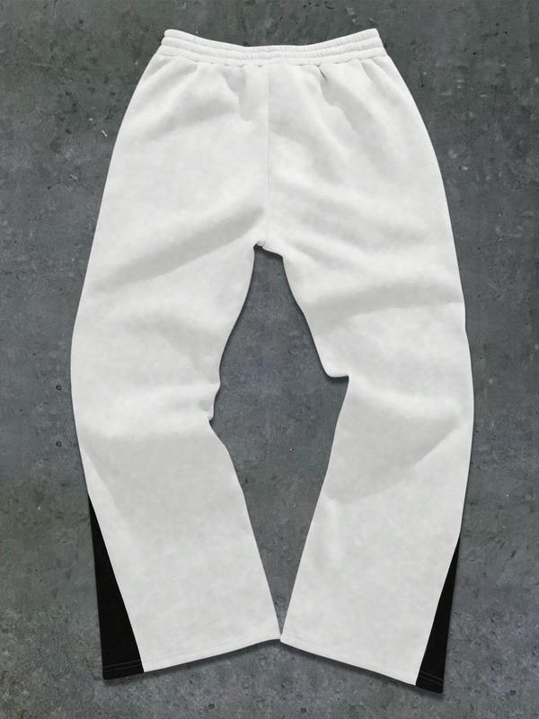Men's Colorblock Star & Letter Print Drawstring Waist Pants, Regular Fit Street Fashion Pocket Trousers for Fall & Winter, Men's Bottoms for Daily Wear 6