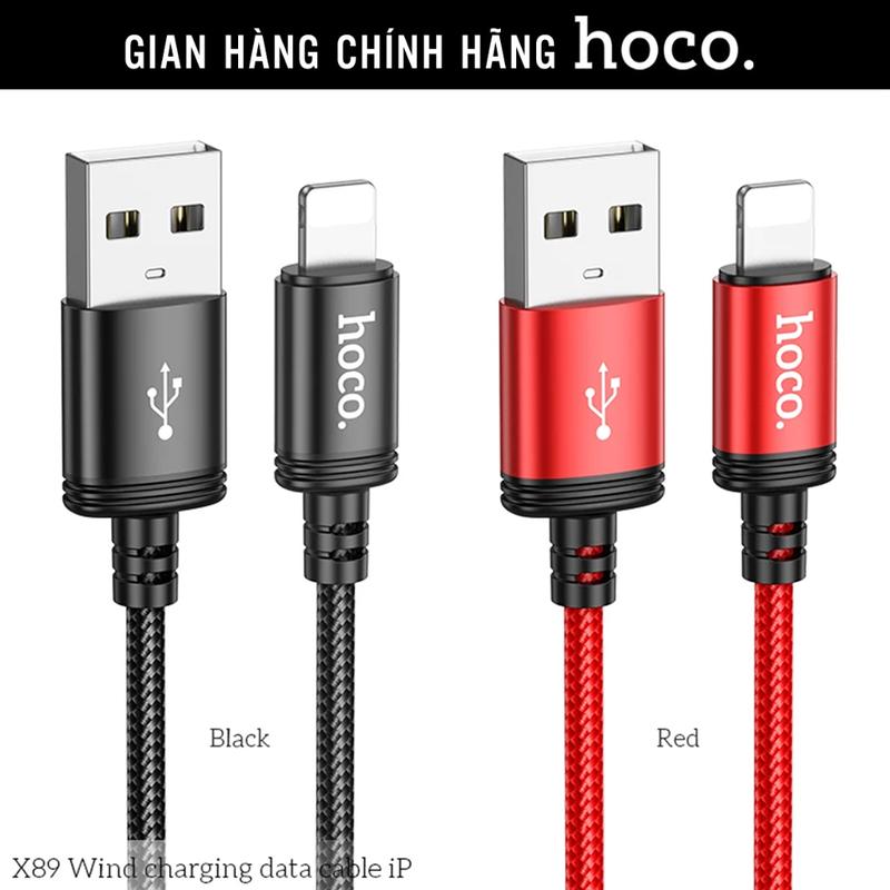  Dây Cáp sạc IP Hoco Mall X89 sạc nhanh 2.4A dây sạc bọc dù siêu bền chính hãng Hoco Phụ Kiện Usb 
