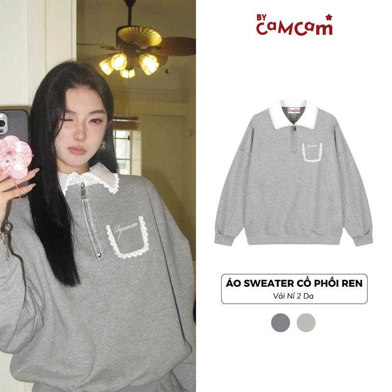 Áo Khoác Polo Nỉ PHỐI REN Vải 2 Da Không Bám Lông Bycamcam Logo Thêu