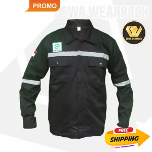 Baju Wearpack Safety Pria Kemeja Atasan Baju proyek Warna Hitam Polos Bordir Panjang