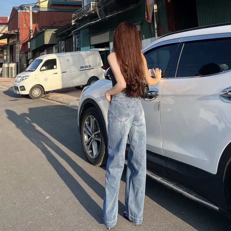 [A212] Quần Jeans nữ form cơ bản gấu 3p ,cạp cao siêu tôn dáng 1