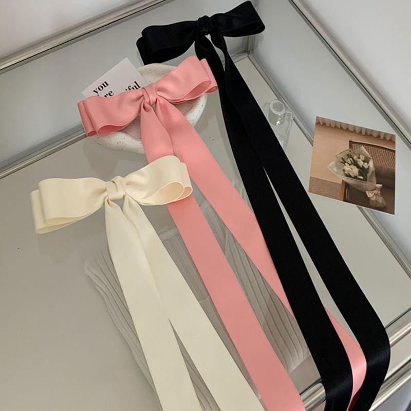 Product Introduction of Princess Large Bow Hair Clip Long Ribbon Spring Clip Headband Hair Accessories for Wedding Christmas Party 12