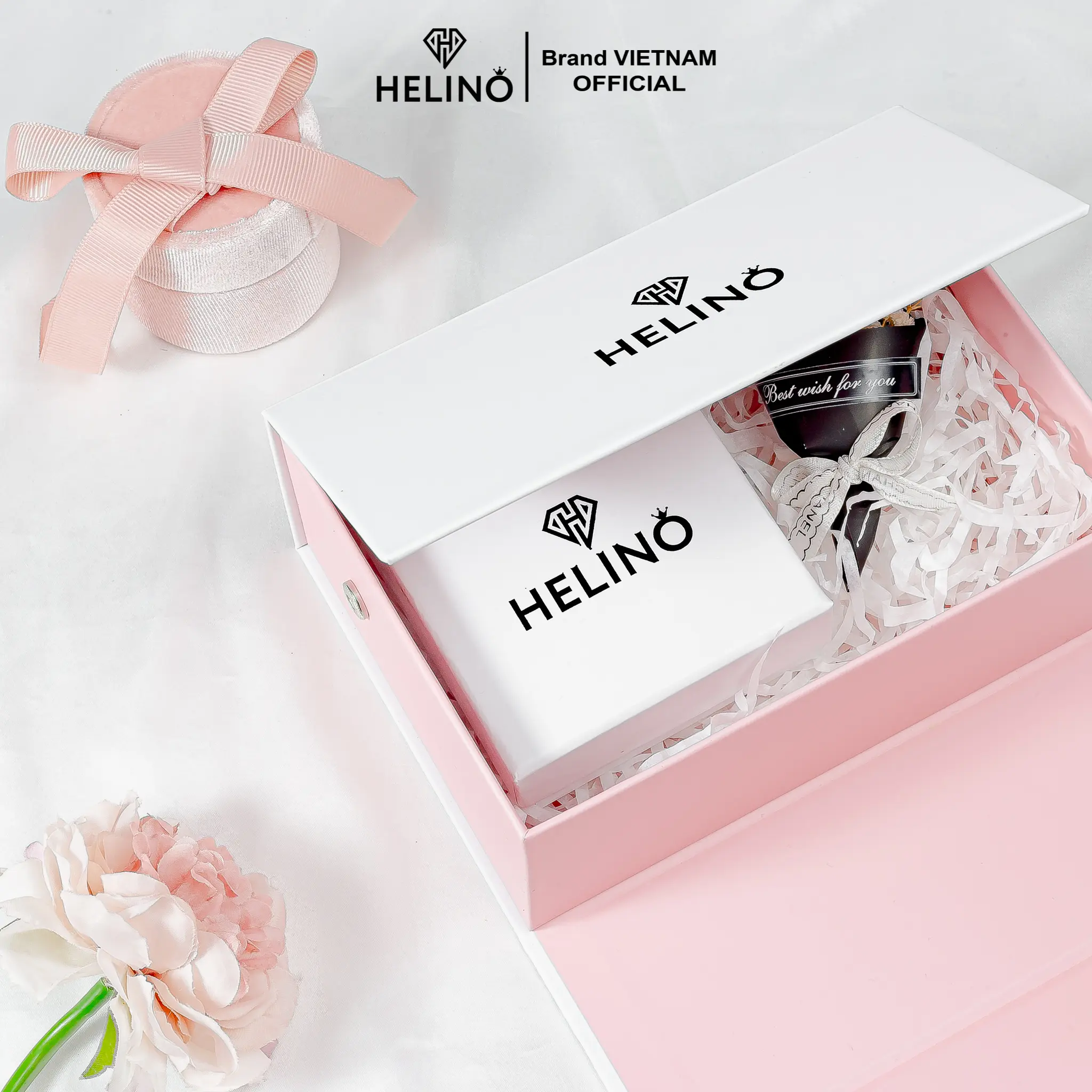 Hộp quà tặng kèm hoa + Dây Chuyền Hoặc Lắc Tay (chat để chọn mẫu) - Quà tặng dịp Valentine, 8/3, 20/10, 20/11, quà sinh nhật