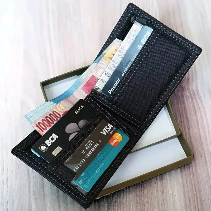 BAYAR DI TEMPAT Dompet Pria murah Dompet fashion pendek Dompet kulit sintetis Dompet kartu Dompet harga Grosir FREE BOX 2