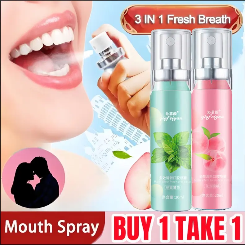 【Buy 1 Take 1】Qinfeiyan 20ML Mouth Spray For Bad Breath Fresh Breath Oral Spray 24h Long Lasting Mint Refreshing