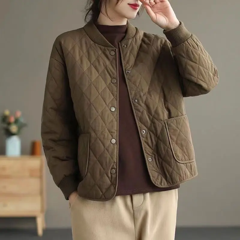 Áo Khoác Độn Bông, Dành Cho Nữ, Mùa Thu Đông, Chần Bông, Nhẹ, Áo Khoác Ngắn, Màu Trơn Phong Cách Mới 2024, Thích Hợp Cho Các Bà Mẹ